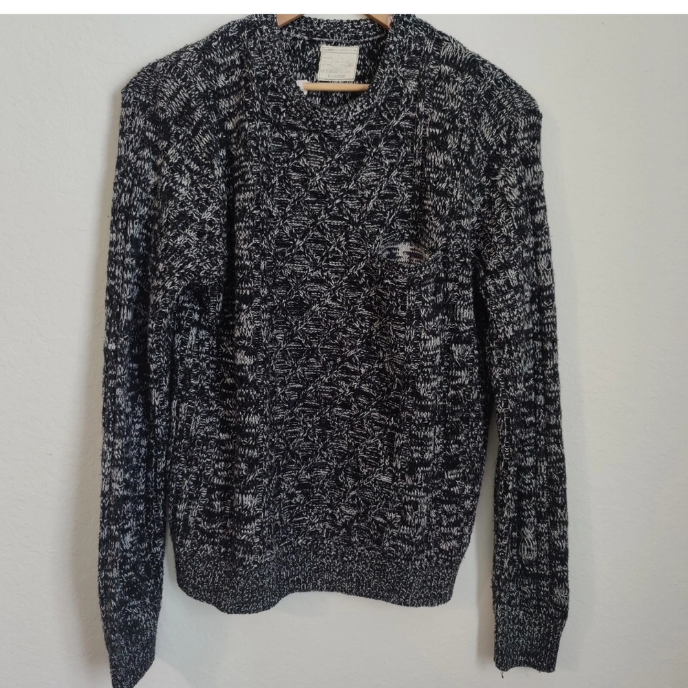 Mens Hand Knit Colours by Alexander Julian Wool Black White Sweater Size XL